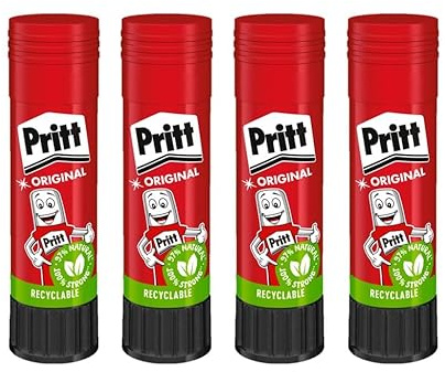 Pritt Klebestift 22g (4er-Pack), sicherer und kinderfreundlicher Kleber für Kunst und Bastelarbeiten, starker Klebstoff für Schule & Bürobedarf
