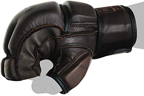 FOX-FIGHT Legend MMA Handschuhe professionelle hochwertige Qualität echtes Leder Boxhandschuhe Sandsack Training Grappling Sparring Kickbox Freefight Kampfsport BJJ Gloves braun, S
