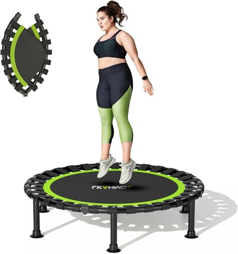 ZCMHAXJ Klappbares Trampolin Indoor, Ø101,6 cm, Mini-Trampolin mit Bungees, 204 kg Tragkraft, Wahlweise Ohne Haltegriff, mit U-förmigem oder T-förmigem Haltegriff, für Kinder & Erwachsene
