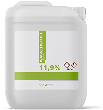 COSMETICS55 Wasserstoffperoxid 11,9%, 5 Liter | Hochprozentige H2O2 Lösung, Blondierung, Blondiermittel, Bleichmittel, Deutsche Herstellung