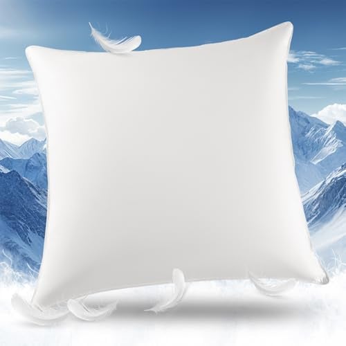AiAngu Daunenkissen flauschig 80x80 1er - 3-Kammer Design für optimalen Nackenstütz, weiche & atmungsaktive 100% Baumwollbezug - CP(Weiß,80x80cm)
