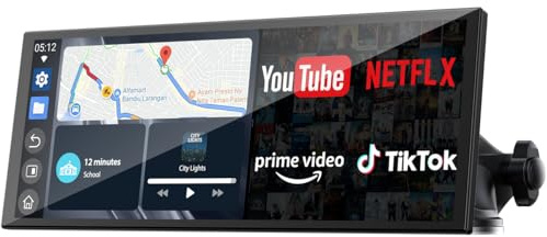 Volam Netflix & YouTube/TikTok Carplay Display 10.25 Zoll mit 1080P Rückfahrkamera, 1920×720P Touch Screen, 2.4G/5G WLAN, Bluetooth für iOS 7+ und Android 11+