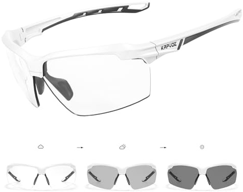 KAPVOE Photochromatische Selbsttönend Fahrradbrille Herren Damen Sportsonnenbrille Klar Radsportbrille UV400 Schutz TR90 Rahmen Sonnenbrille für MTB Radsport Radfahren Triathlon Rennrad Brille K87