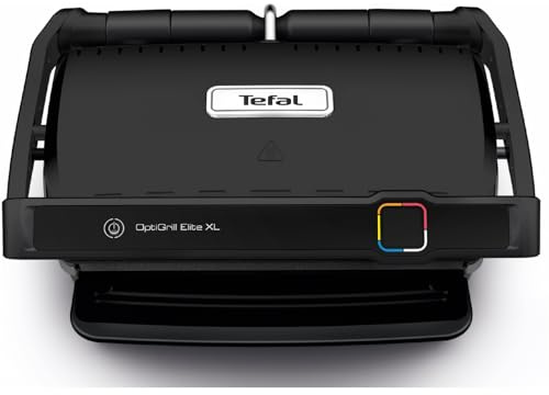 Tefal OptiGrill Elite XL Kontaktgrill, automatische Garzeitanpassung | 16 Programme, digitales Display mit Garstufenanzeige, abnehmbare XL-Platten, Elektrogrill, schwarz, GC760812