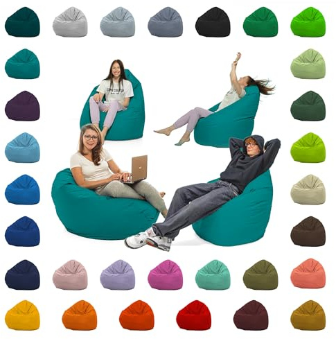 GlückBean Sitzsack XXL – Beanbag für Kinder & Erwachsene – In & Outdoor geeignet – Wasserabweisend & pflegeleicht – Gefüllt mit hochwertigen EPS-Perlen – Ideal zum Gaming & Entspannen (Türkis, XXL)