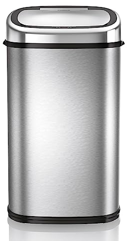 Tower T80901 Edelstahl Mülleimer Mit Sensor - Automatisch Mit Soft-Close-Funktion, Manuelle Öffnungsoption, 58 L, Silber
