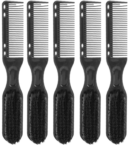 5 Stück Haar-Bartbürste, Doppelkopf-Öl-Haarbürste mit ergonomischem Griff, tragbare Herren-Haarbürste und Bartbürste für Salonrasur, Styling-Haare, Bart und Schnurrbart