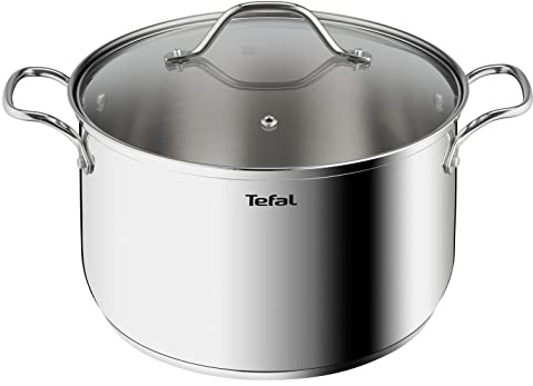 Tefal Intuition XL Großer Kochtopf aus Edelstahl, 26 cm / 6,5 l, Induktion, Edelstahl 18/10, Premium-Qualität, Größe XL, robuste Griffe, Glasdeckel B8646304