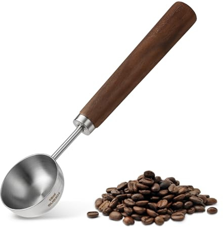 Kaffeelöffel Portionierer Retro Kaffeelöffel aus Edelstahl 15ml Kaffee Dosierlöffel Schwarzem Walnuss-Griff für Messen von Kaffeebohnen Gemahlene Bohnen Tee