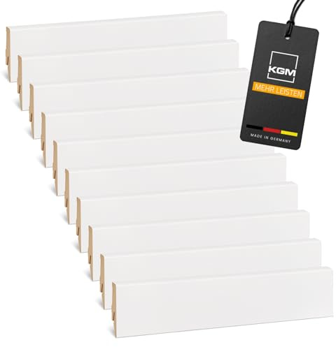 Vorteilspack Sockelleiste Mega – Weiß folierte MDF Fußbodenleiste KGM – Maße: 2400 x 16 x 58 mm – 10 Stück