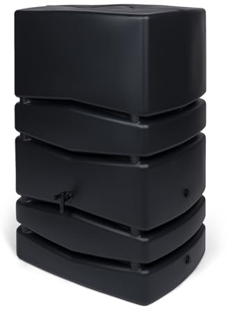 Kreher XXL Regentonne Aqua Tower aus Kunststoff in verschiedenen Größen und Farben (wählbar). Tolle Optik in einem schlichten, edlen Design - mit Auslaufhahn! (450 Liter, Anthrazit)