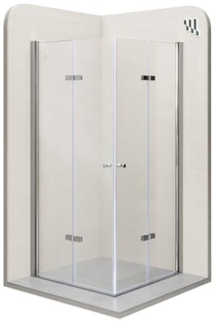 i-flair EMMA Duschkabine 80x80 cm 190 cm Höhe, Eckdusche mit Falttüren | Falttürkabine, 6 mm ESG Sicherheitsglas, Klarglas mit Nanobeschichtung für eine leichte Reinigung, Metallgriffe, Bodenleiste