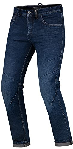 SHIMA DEVON Motorradjeans - Belüftete Elastische Slim Fit Biker Motorradhose mit FiberQL-Verstärkungen, CE Knie- und Hüftprotektoren (Herren, Dunkelblau, 32)