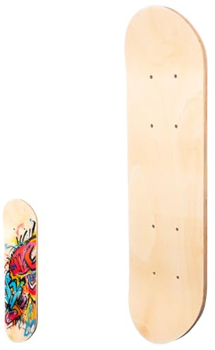 Amosfun DIY Handgemaltes Kinder-Skateboard, 7-Lagiges Ahornholz, Beidseitig Blanko-Deck, 43CM, Ideal FüR Kinder Zum Malen Und Gestalten