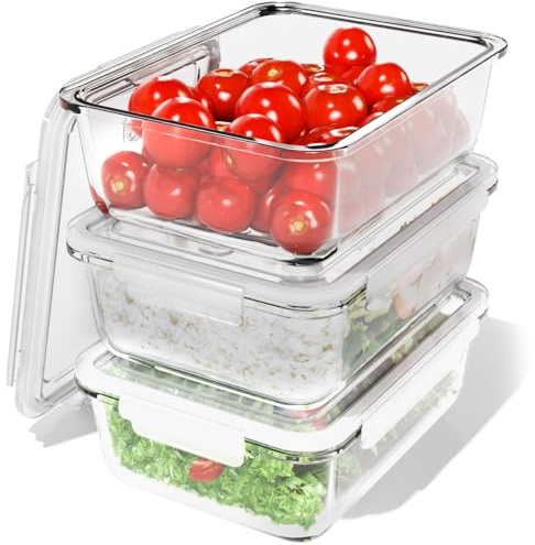 classbach® Glasbehälter mit Deckel | 3er Set | Glasschüssel & Frischhaltedosen Set | Glasdosen zur Aufbewahrung & vielseitig einsetzbar | C-FHD 4020 G