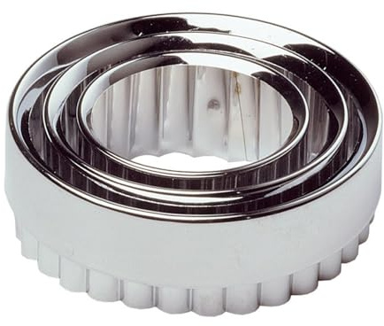 Chef Aid 3er Set Ausstechformen: Keksausstecher für Kekse, Scones, Torten, Mini-Quiches und Teig, ideal für hausgemachte Backwaren, Kuchendekoration, Fondant, geriffelte Kreise aus Edelstahl.