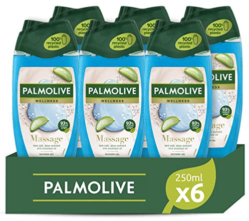 Palmolive Wellness Aroma Sensations Massage, 6 x 250 ml mit Meersalz und Aloe Extrakt mit milder Formel und einem 100% natürlichen ätherischen Öl