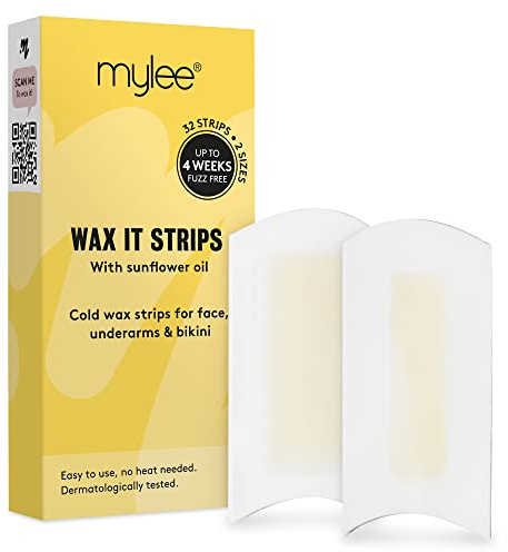 Mylee Wax It Kaltwachsstreifen zur einfachen und natürlichen Haarentfernung | 32 Kaltwachsstreifen, für Gesicht, Körper, Beine, Achseln und Bikinizone, Haarentfernungsstreifen, für alle Hauttypen