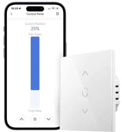 Meross WiFi Rollladenschalter (NEUTRALKABEL ERFORDERLICH), Fenstervorhang-Touchschalter kompatibel mit Alexa, Google Home und SmartThing [Energieklasse A+++]