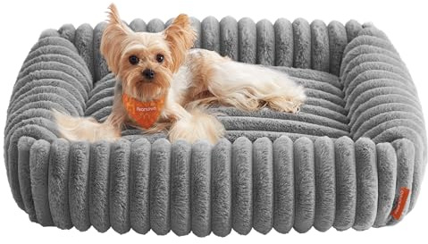 Feandrea Hundebett, mittelgroßes orthopädisches Hundekörbchen, Hundekissen waschbar, Flauschige Hundematte, weiche Polsterung, 71 x 55 x 18 cm, Taubengrau PGW311GD01