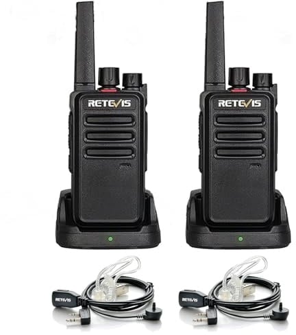 Retevis RT668 Funkgerät mit Headset, Lizenzfrei Walkie Talkie für Erwachsene, Robust PMR Funkgeräte VOX, Handfunkgerät mit Großer Reichweite, für Familien, Camping, Wandern (Schwarz, 2 Stück)