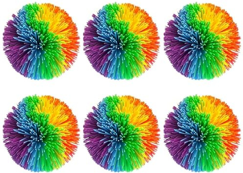6 Stück Sensorik Bälle, Anti Stress Bälle, Puffer Ball, Rainbow Colourful Sensory Toy, zum Greifen Wuschelball, Stressball Erwachsene