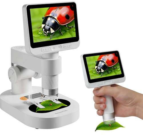 BEAVERLAB 4,0 IPS digitales Mikroskop 100X-1600X, Handheld Microscope 1080P HD Taschenmikroskop WiFi USB Mikroskop für Anfänger, Handy Mikroskop mit 8 einstellbaren LED-Lights, kompatibel mit PC/TV
