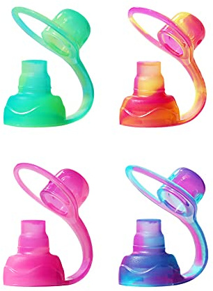 ChooMee SoftSip Saugaufsatz für Quetschbeutel | Auslaufsicheres Ventil | Schützt Zahnfleisch | Baby-Led Weaning | BPA-freies Silikon | Wiederverwendbarer Beutelaufsatz | 4 Stück Sorbetwirbel