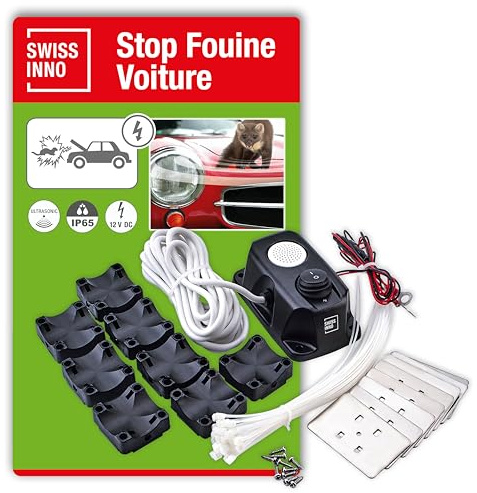 SWISSINNO Marderschreck Auto Hochspannung 12V Autobatterie Marderabwehr zum Schutz vor Marder im Motorraum, Effektive Abwehr gegen Marder KFZ, Marderschutz Ultraschall PKW Marten Repellent Free