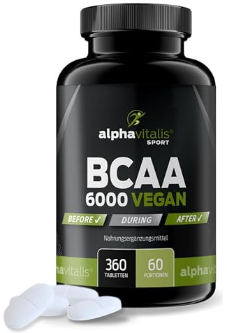 BCAA Tabletten optimal dosiert 360 Stk. - 1000 mg essentielle Aminosäuren pro Stück - vegan, fermentiert und ohne Magnesiumstearat - L-Leucin, L-Valin, L-Isoleucin für Sportler