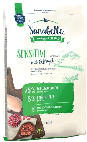 Sanabelle Sensitive mit Geflügel | Katzentrockenfutter für ernährungssensible Katzen | 1 x 10 kg