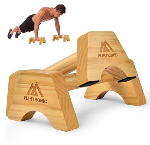 flintronic Liegestützgriffe Holz, 1 Paar Rutschfeste Push Up Bars, Holz Parallettes, Ergonomische Handstandgriffe für Calisthenics, Yoga, Fitness, Oberkörpertraining