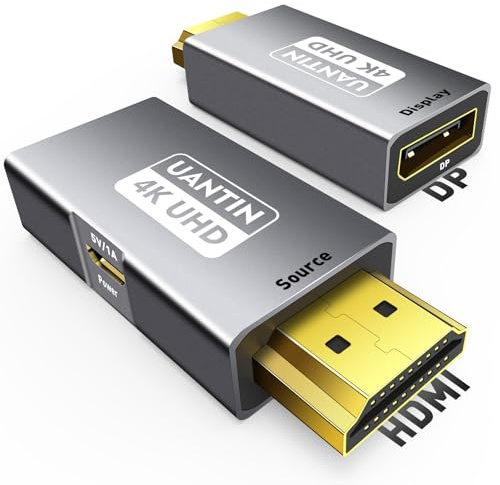 HDMI auf DisplayPort Adapter (4K 60Hz, 1080p 120Hz) unidirektional HDMI Stecker auf DP Buchse für Monitor kompatibel mit GPU, Laptop, AMD, NVIDIA, PS5, Xbox und mehr - 1