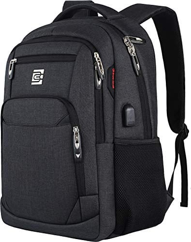marcello Rucksack Damen,Laptop Rucksäcke mit USB-Ladeanschluss für Arbeit Schule Uni Schulrucksack für Jungen Teenager mit Laptopfach & Anti Diebstahl Tasche (Schwarz, 15,6 Zoll)