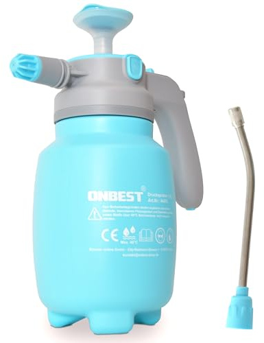 Onbest Drucksprüher 1,5 L mit Sprühlanze und Füllstandsanzeige | Pumpsprühflasche mit verstellbarer Düse, 18 cm Sprühlanze, Pflanzen-Befeuchter für Garten und Haushalt
