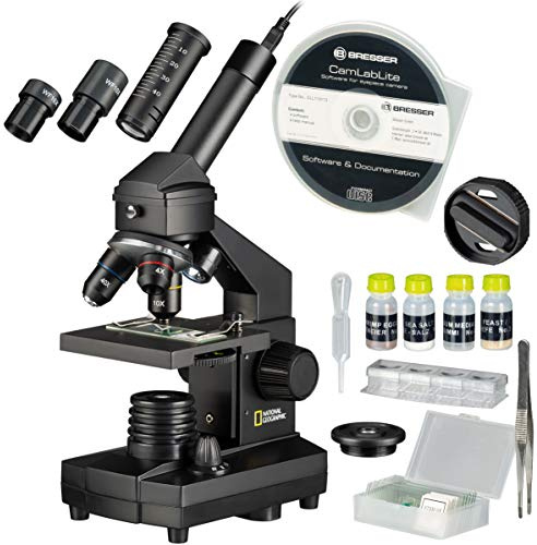 National Geographic 9039100 40x1024 Mikroskop-Set für Kinder und Erwachsene mit Licht-/Lichtdurchlässigkeitsfunktion und USB-Kamera Sowie Umfangreichem Zubehör Inklusive Praktischem Transportkoffer