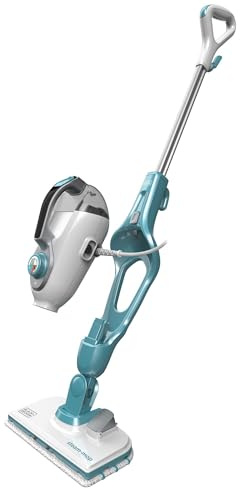 BLACK+DECKER Dampfreiniger STEAMITT Dampfwischer mit Handreiniger und Handschuh - 12 Zubehörteile - Multifunktion 1300 W - Aufheizzeit 15 sec - Tank 500 ml - Gutee Reinigung - FSMH1321JSM-QS