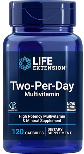 Life Extension, Two per Day, 120 glutenfreie Kapseln, breites Spektrum an Vitaminen je Dosis, Sojafrei, GMO frei, Geschmacksneutral