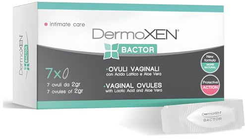DermoXEN BACTOR Milchsäure zäpfchen für scheide mit Hyaluronsäure & Propolis | bei bakterieller Vaginose und Vaginitis | Lindert Ausfluss, Brennen, Juckreiz und Irritation | 7 St