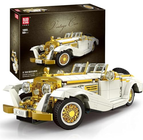 Mould King 10003, Technik Oldtimer Auto Modell, Vielfalt an Kreativität Technologie K500 Vintage Auto Klemmbausteine Bausatz Kompatibel mit Technik Nostalgischer Oldtimer