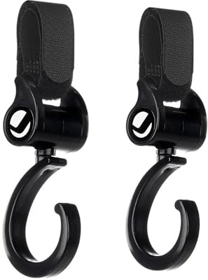 Jané Kinderwagenhaken 2er Set, Universal und Robust, für Einkaufstaschen und Wickeltaschen, Schwarz