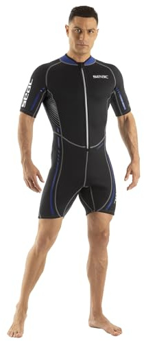 SEAC Trendy Man, einteiliger kurzer Neoprenshorty aus 2,5 mm Neopren mit Reißverschluss vorne, zum Schnorcheln, Surfen und Wassersport in gemäßigten Gewässern für Erwachsene und Kinder, XXXXL