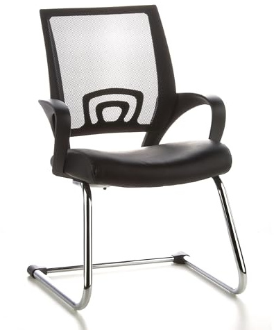 hjh OFFICE 650400 Freischwinger Visto NET V Kunstleder Schwarz Besucherstuhl Schwingstuhl mit Netzrücken