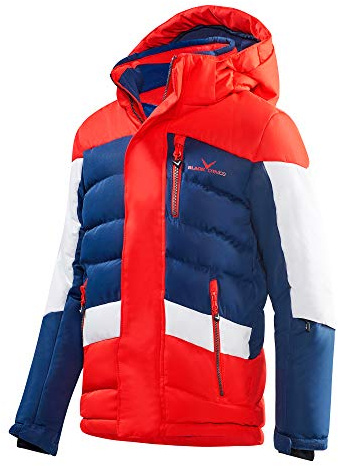 Black Crevice Kinder Skijacke I Kinder-Skijacke Größen I Wind- & wasserdichte Kinder-Winderjacke I wasserdichte Reißverschlusstaschen I Kinder-Ski-Jacke mit Kapuze
