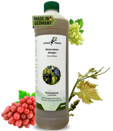 GreenPanda Weinreben Dünger flüssig - 1000ml Bio Trauben Flüssigdünger | Wein-Spritzmittel für Weinreben - Zum gießen für mehr Ertrag & intensiveren Geschmack (1 l)