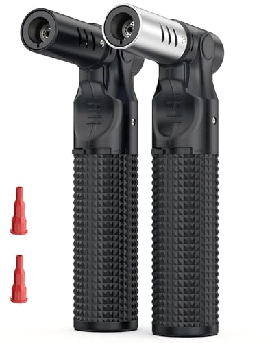Küchenbrennerr, 2 Stück Bunsenbrenner Flambierbrenner Butan Jetflame Sturmfeuerzeug für Schweißen, Backen, Grill, Camping, Creme Brulee ohne Gas