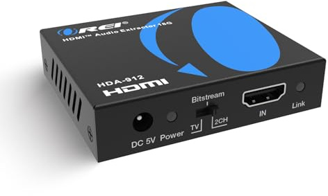 OREI 4K Audio Extractor HDMI UltraHD 4K @ 60Hz 18G HDMI 2.0 Audio Converter SPDIF + 3.5mm Ausgang HDCP 2.2 - Dolby Digital/DTS Passthrough CEC, HDR, Dolby Vision, HDR10 Unterstützung (HDA-912)