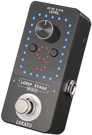 LEKATO Gitarre Loop Effektpedal mit 9 Schnallen Integrierte Stimmgerät Loop Station Max 40 Minuten Aufnahmezeit Elektrische Gitarre Looper für Bass-Tastatur