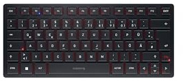 CHERRY KW 9200 MINI, Kompakte Multi-Device-Tastatur, DE QWERTZ, Schwarz | Verbindung über Bluetooth, 2,4 GHz Funk & Kabel, Leise Tasten, Flaches Design, Wiederaufladbar, inkl. Transporttasche