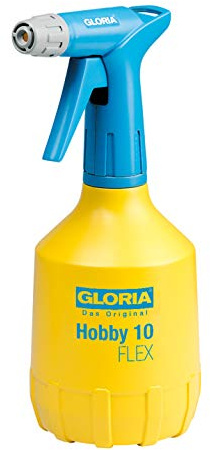 Gloria Handsprüher Hobby 10 Flex | 1 L Sprühflasche mit Doppelhub-Pumpe | Pumpsprüher mit 360° Sprühfunktion | Verstellbare Messingdüse | Pflanzensprüher für Garten, Balkon, Zimmerpflanzen & Anzucht